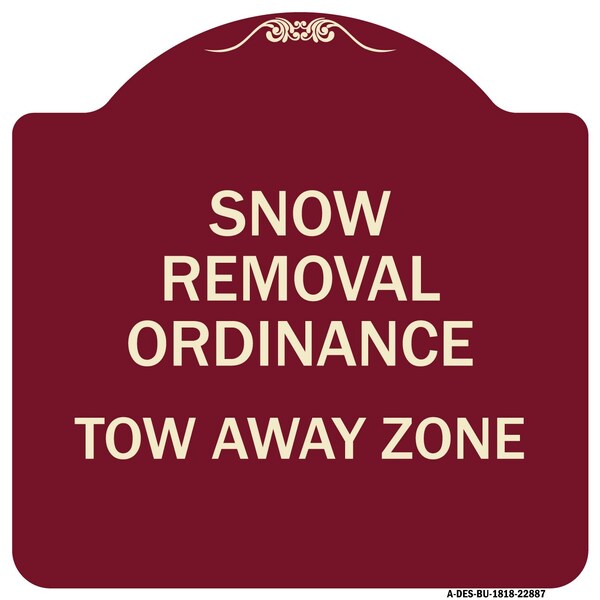 Snow Emergency Route Tow Away Zone W/ Graphic Heavy-Gauge Aluminum Sign, 18" x 18", BU-1818-22887